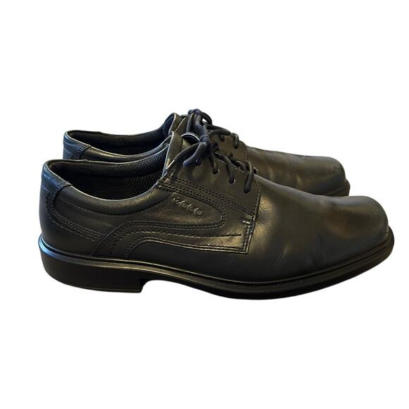 ECCO Men's 10.5 Helsinki Classic Leather Dress Shoes Lace Up Oxfords Black EUC! - Picture 4 of 8